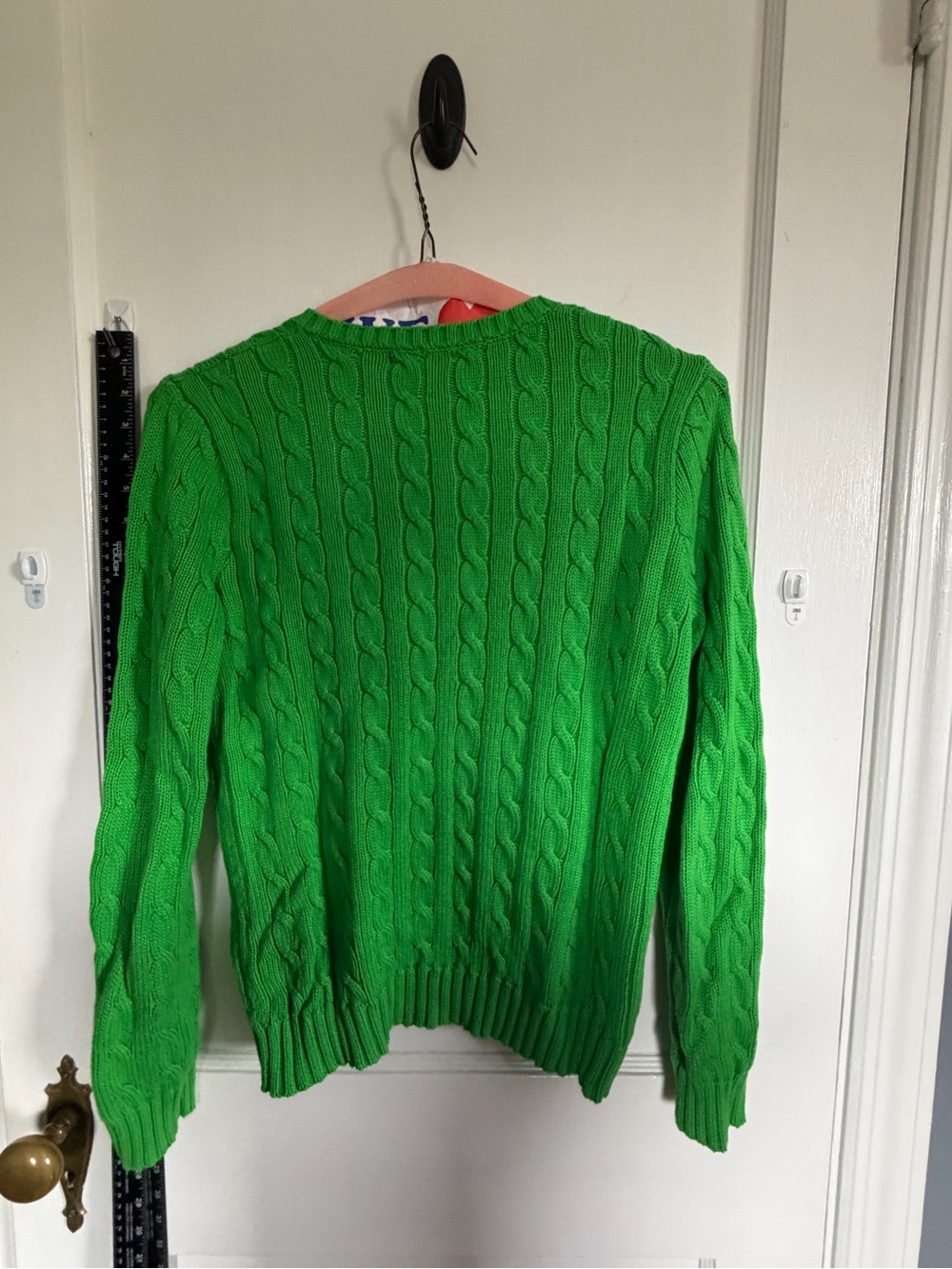 Ralph Lauren Green Cable-Knit V-Neck Sweater - Women's - Picture 2 of 3